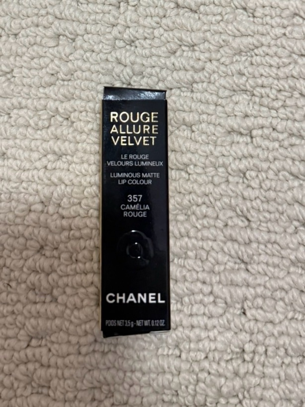 CHANEL Rouge Allure Velvet Lip Colour 357 Camélia Rouge - Vibrant Red